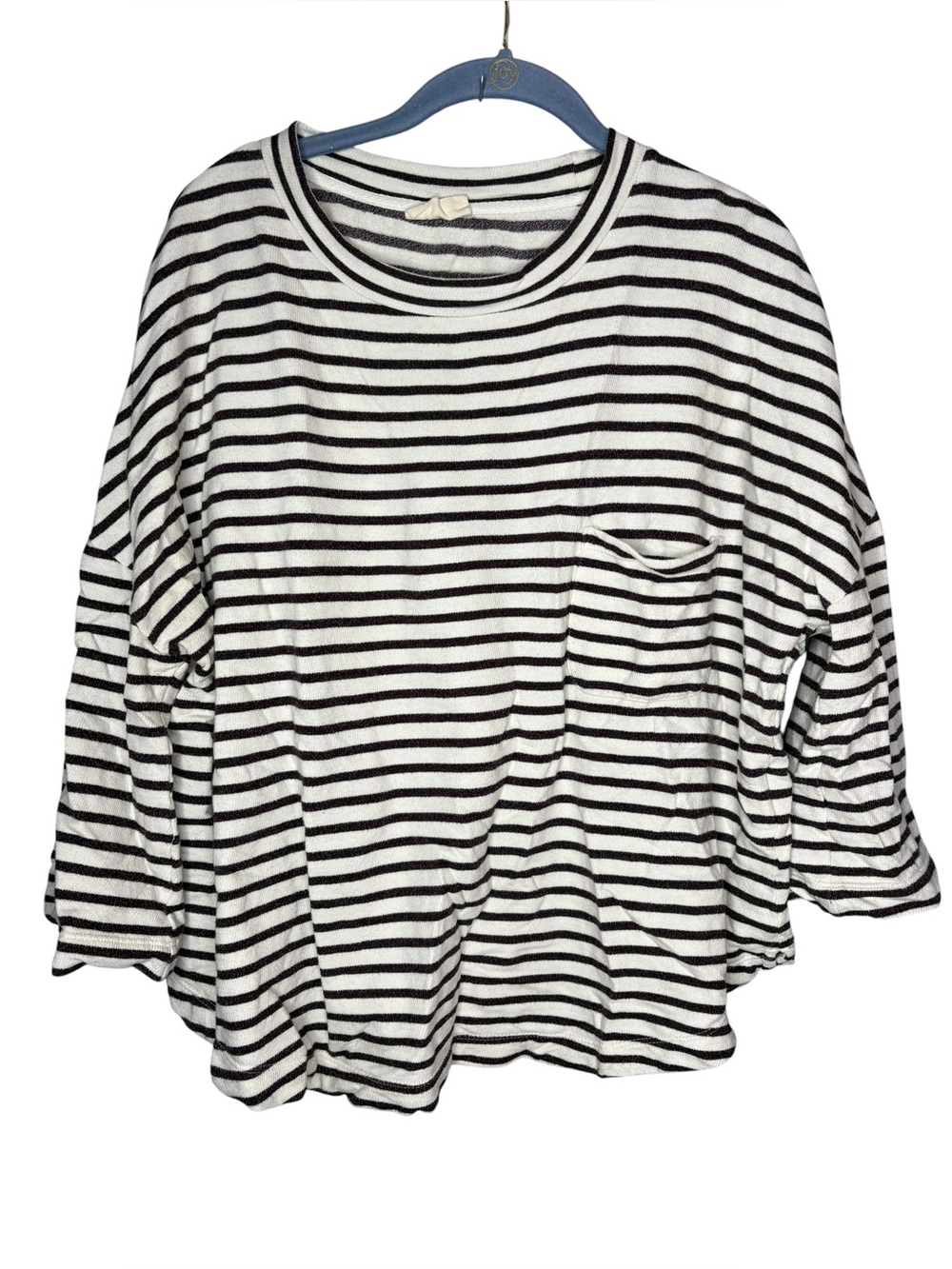 Poetry long sleeve cotton shirt Cream and Brown Striped Knit Top women’s size 10